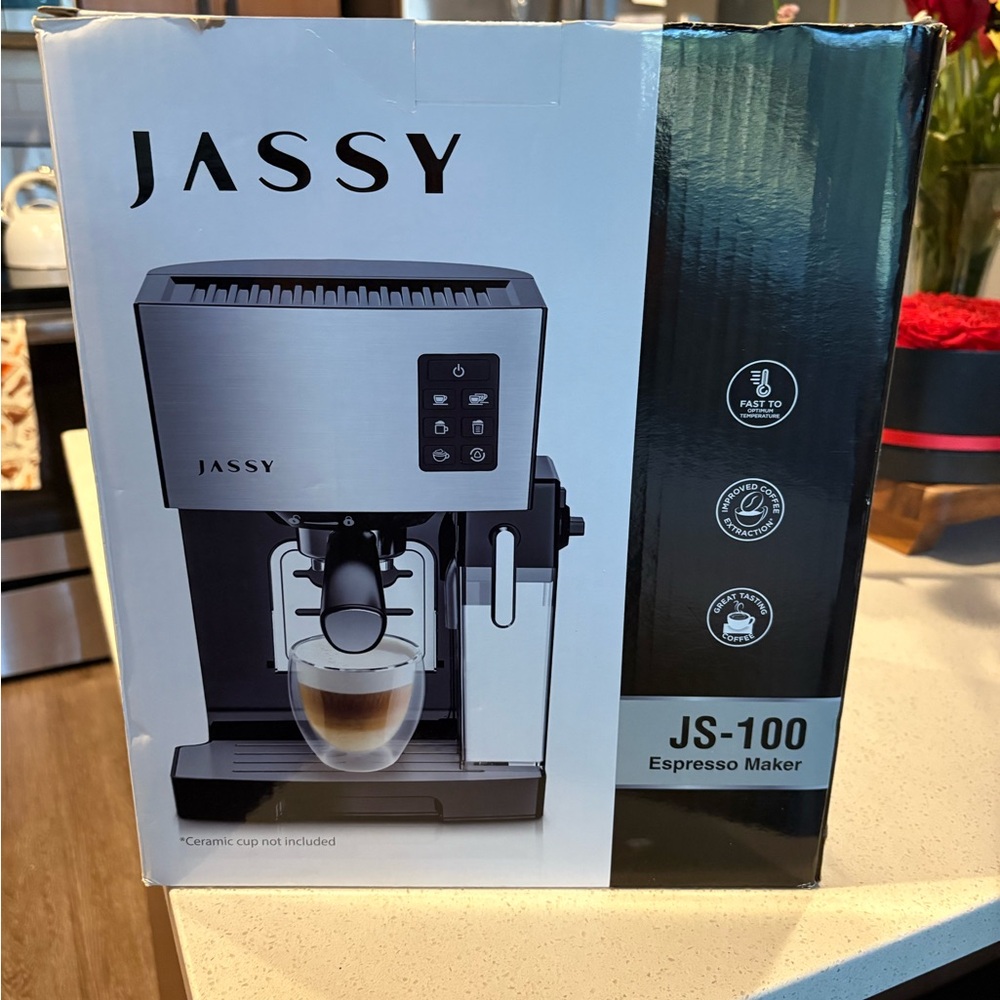 Jassy JS-100 Stainless Steel Espresso Maker - Silver/Black